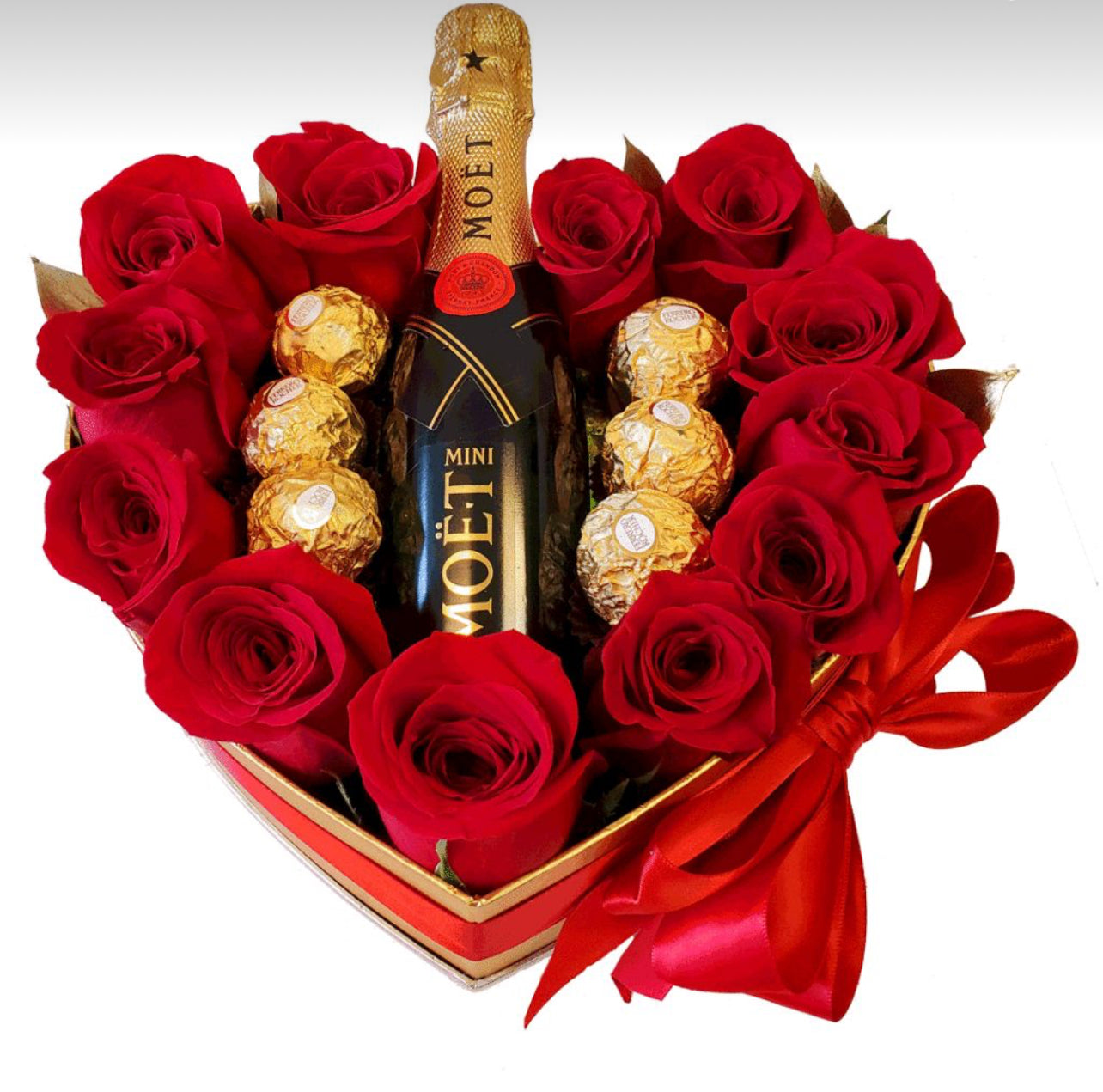 Ramo Corazón con Moët y Chocolates